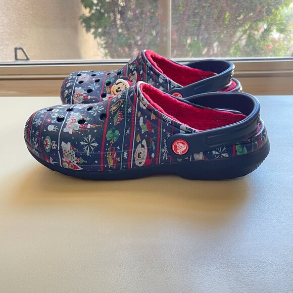 Crocs Disney Christmas 6 Shoes Mules Holiday 2020 Mickey Mouse Santa Blue Red - Picture 7 of 12